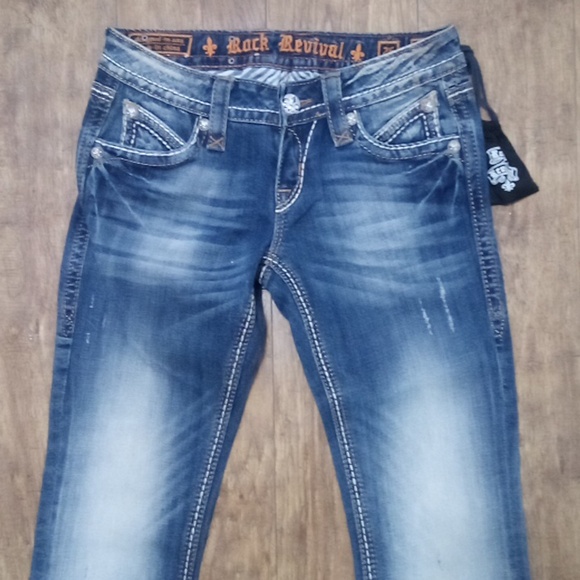 Rock Revival Women's 26 Bootcut Blair Embellished Distressed NWOT DEFECT - Picture 3 of 12